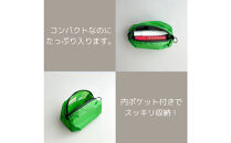 【緑】ナイロン化粧ポーチ　内ポケット付き