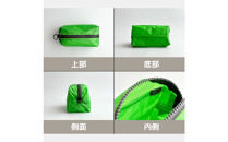 【緑】ナイロン化粧ポーチ　内ポケット付き