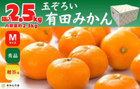 【年末発送指定】【12月25日～12月29日配送】みかん Ｍサイズ 秀品 箱込 2.5kg (内容量約 2.3kg) 有田みかん 和歌山県産 産地直送 贈答用 ［みかんの会］
