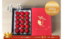 かもめファーム&nbsp;晴苺&nbsp;化粧箱&nbsp;400g（9～15粒）岡山県産&nbsp;いちご&nbsp;秀品