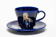 【藍色】大堀陶胎漆器　コーヒーカップ　ソーサー付き