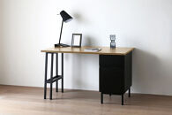 【開梱設置】高野木工&nbsp;プレーンデスク&nbsp;SET6&nbsp;天板/オーク&nbsp;パーツ/オーク黒塗装（W120×D70cm）【10年保証】