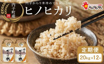 【 12ヶ月定期便】内子からり米　令和7年産ヒノヒカリ（玄米10kg×2袋）×12ヶ月【北海道・沖縄配送不可】