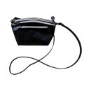 革・ダブルポシェット ミニ［ブラック］