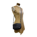 革・ダブルポシェット ミニ［ブラック］