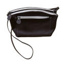 革・ダブルポシェット ラージ［チョコ］