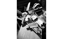 はがね出刃包丁　＜梅の花＞　和風レトロモダン　木製ハンドル