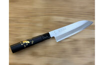 極上　安来青鋼1号　三徳万能包丁　花とねこ＜和風レトロモダン＞　木製ハンドル