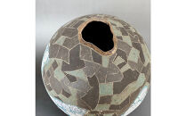 益子焼&nbsp;波光文象嵌陶球＊花器&nbsp;|&nbsp;栃木県&nbsp;伝統工芸品&nbsp;美術品&nbsp;1点限定品&nbsp;一点物&nbsp;陶器&nbsp;陶芸&nbsp;作家