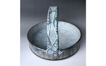 益子焼&nbsp;水流魚のいる手つき鉢＊菓子鉢&nbsp;|&nbsp;栃木県&nbsp;伝統工芸品&nbsp;美術品&nbsp;1点限定品&nbsp;一点物&nbsp;陶器&nbsp;陶芸&nbsp;作家