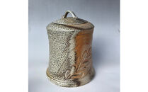 益子焼&nbsp;自然釉花弁連葉彫文水指＊茶道具【穴窯焼成】&nbsp;|&nbsp;栃木県&nbsp;伝統工芸品&nbsp;美術品&nbsp;1点限定品&nbsp;一点物&nbsp;陶器&nbsp;陶芸&nbsp;作家