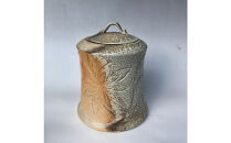 益子焼&nbsp;自然釉花弁連葉彫文水指＊茶道具【穴窯焼成】&nbsp;|&nbsp;栃木県&nbsp;伝統工芸品&nbsp;美術品&nbsp;1点限定品&nbsp;一点物&nbsp;陶器&nbsp;陶芸&nbsp;作家