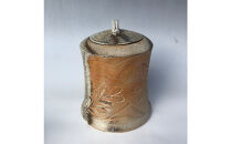 益子焼&nbsp;自然釉花弁連葉彫文水指＊茶道具【穴窯焼成】&nbsp;|&nbsp;栃木県&nbsp;伝統工芸品&nbsp;美術品&nbsp;1点限定品&nbsp;一点物&nbsp;陶器&nbsp;陶芸&nbsp;作家