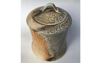 益子焼&nbsp;自然釉花弁連葉彫文水指＊茶道具【穴窯焼成】&nbsp;|&nbsp;栃木県&nbsp;伝統工芸品&nbsp;美術品&nbsp;1点限定品&nbsp;一点物&nbsp;陶器&nbsp;陶芸&nbsp;作家