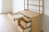 【開梱設置】高野木工 アスター オーダー突板天板 (幅90cm 奥行き60cm) + 60デスク + 30チェスト + 90ラック 天板のみ受注生産 ※チェア別売 ウォルナット【10年保証】