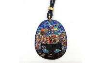 金彩無線七宝焼&nbsp;黒猫のネックレス