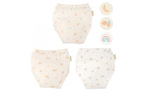 【90サイズ】「おねむうパンツ」4重トレーニングパンツ3枚セット&nbsp;・C（ムーンスター、レモン、虹）