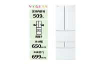 東芝&nbsp;冷蔵庫&nbsp;【標準設置費込み】&nbsp;509L&nbsp;6ドア&nbsp;両開き&nbsp;冷凍冷蔵庫&nbsp;GR-Y510FK(EW)