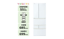 東芝&nbsp;冷蔵庫&nbsp;【標準設置費込み】&nbsp;551L&nbsp;6ドア&nbsp;両開き&nbsp;冷凍冷蔵庫&nbsp;GR-Y550FK(EW)