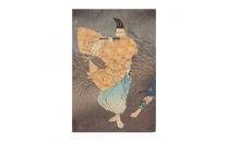 オリジナル【レプリカ浮世絵（3枚絵）月岡芳年作「藤原保昌月下弄笛図」】／名古屋刀剣博物館