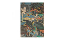 オリジナル【レプリカ浮世絵（3枚絵）歌川貞秀作「太平記尼ヶ崎合戦&nbsp;加藤清正勇猛四方手左司馬組討」】／名古屋刀剣博物館