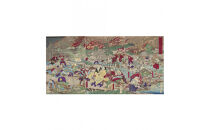 オリジナル【レプリカ浮世絵（3枚絵）河鍋暁斎作「明治元戊辰年五月十五日&nbsp;東台戦争落去之図」】／名古屋刀剣博物館