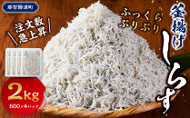 ＼注文数急上昇／釜揚げしらす&nbsp;2kg(500×4パック)&nbsp;しらす職人厳選&nbsp;ふっくら&ぷりぷり
