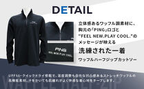 ピンゴルフ&nbsp;ワッフルハーフジップカットソー&nbsp;長袖シャツ&nbsp;ブラック&nbsp;Lサイズ