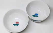 九谷焼　組飯椀　カエルとハス