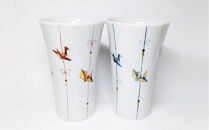 九谷焼　ペアフリーカップ小　折鶴