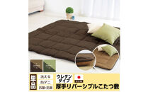 リバーシブル無地カラー・こたつ敷き布団【長方形超特大判：190×290cm】（KSI011）&nbsp;&nbsp;お色：ダークグリーン/ライトグリーン