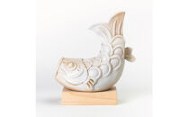 【信楽焼・明山】いわい　白鯉ーSHIROGOIー　五月人形セット　&nbsp;iwai-k07