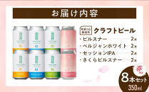 希望の丘醸造所&nbsp;※春限定※&nbsp;クラフトビール&nbsp;4種&nbsp;各2本（さくらピルスナー、ピルスナー・ベルジャンホワイト・セッションIPA&nbsp;各350ml）計8本セット