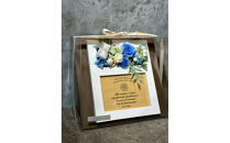 ブリザードフラワーのフォトフレーム（木製スタンドタイプ)【ブルー】