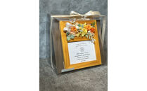 ブリザードフラワーのフォトフレーム（木製スタンドタイプ)【イエロー】