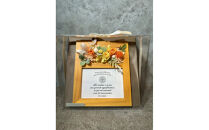 ブリザードフラワーのフォトフレーム（木製スタンドタイプ)【イエロー】