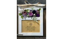 ブリザードフラワーのフォトフレーム（木製スタンドタイプ)【パープル】