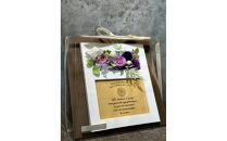 ブリザードフラワーのフォトフレーム（木製スタンドタイプ)【パープル】