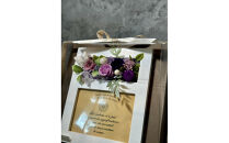 ブリザードフラワーのフォトフレーム（木製スタンドタイプ)【パープル】