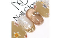 ネイルチップ　ミディアム【金花日和】XSサイズ　Antellijan大宮ネイルサロンのハンドメイド　M4-XS