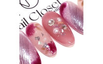 ネイルチップ　ロング【恋色パルフェ】Mサイズ　Antellijan大宮ネイルサロンのハンドメイド　L2-M