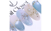 ネイルチップ　ロング【朝露の庭】Lサイズ　Antellijan大宮ネイルサロンのハンドメイド　L3-L