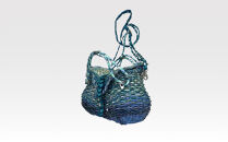 【ハンドメイド】青柚子バタフライ　柚子色　籐かごバッグ　カラーラタンバスケット　おしゃれバッグ　デザインバッグ　ショルダーバッグ