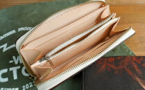 ラウンドファスナーウォレット（長財布）&nbsp;オフホワイト×シルバーファスナー　