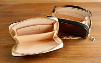 ラウンドファスナーコインケース（小銭入れ）&nbsp;ブラック×シルバーファスナー　