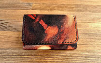 奄美大島の泥染めレザーを使用した名刺入れ（ブラックステッチ）　