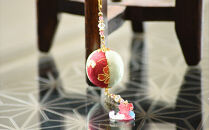 木目込みストラップ　猫と桜　