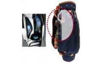 ハンドメイド高密度ツイルナイロンキャディバッグ≪ネイビー×ライトブラウン≫　