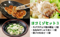 ヨコミゾセット３（キクラゲ入り焼小籠包×2・おおみやしゅうまい×1・餃子のたまご×1）　