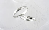 ジュエリームナカタ　（プラチナ）マリッジリング　切り子　ダイヤあり